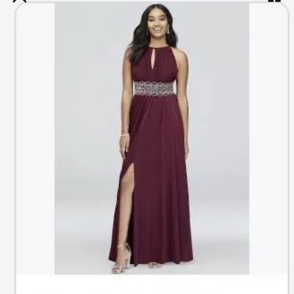 Sleeveless Keyhole Beaded Waist Dress Size 4